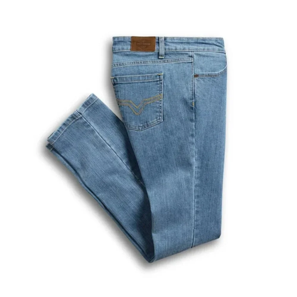 Harley Davidson- Women's Straight Leg Mid-Rise Jeans - Picture 3 of 6